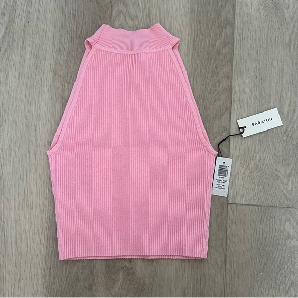 Aritzia Babaton Pink Sculpt Knit Mockneck Halter Top - Picture 2 of 4
